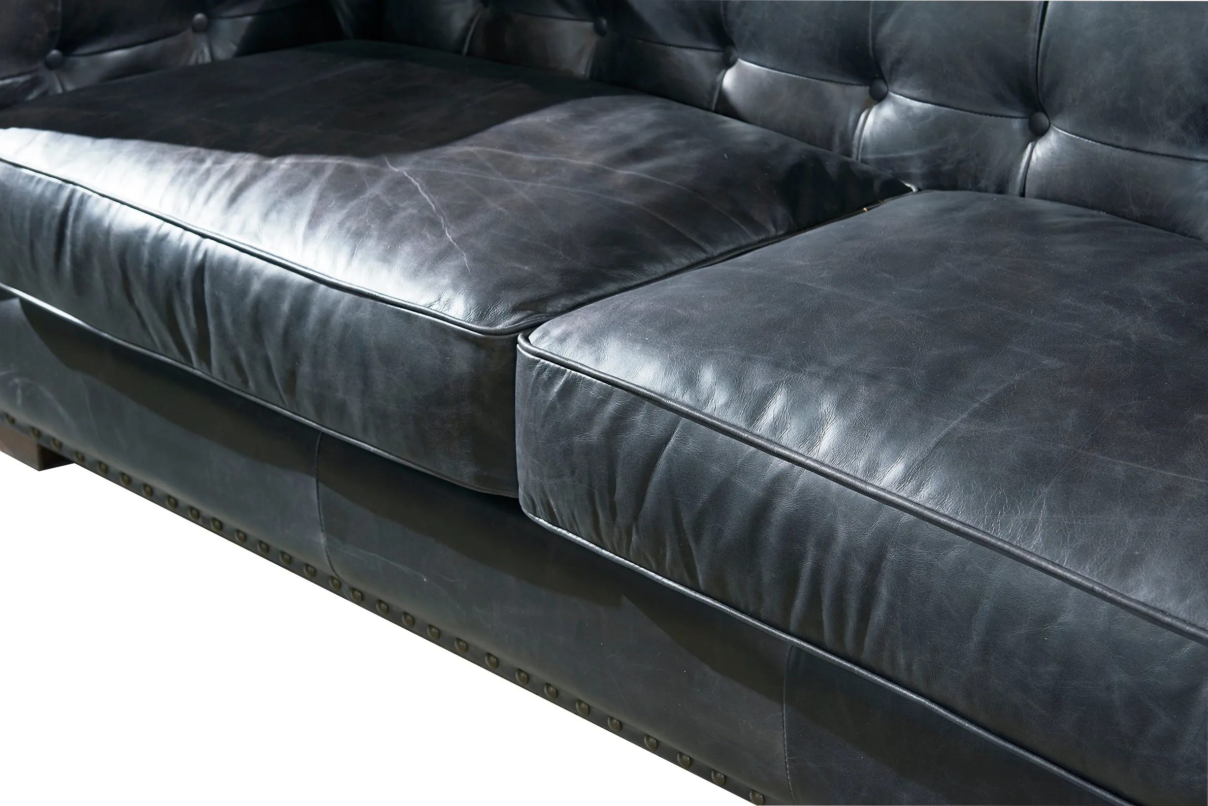 Preorder Tuxedo Leather Sofa - Slate