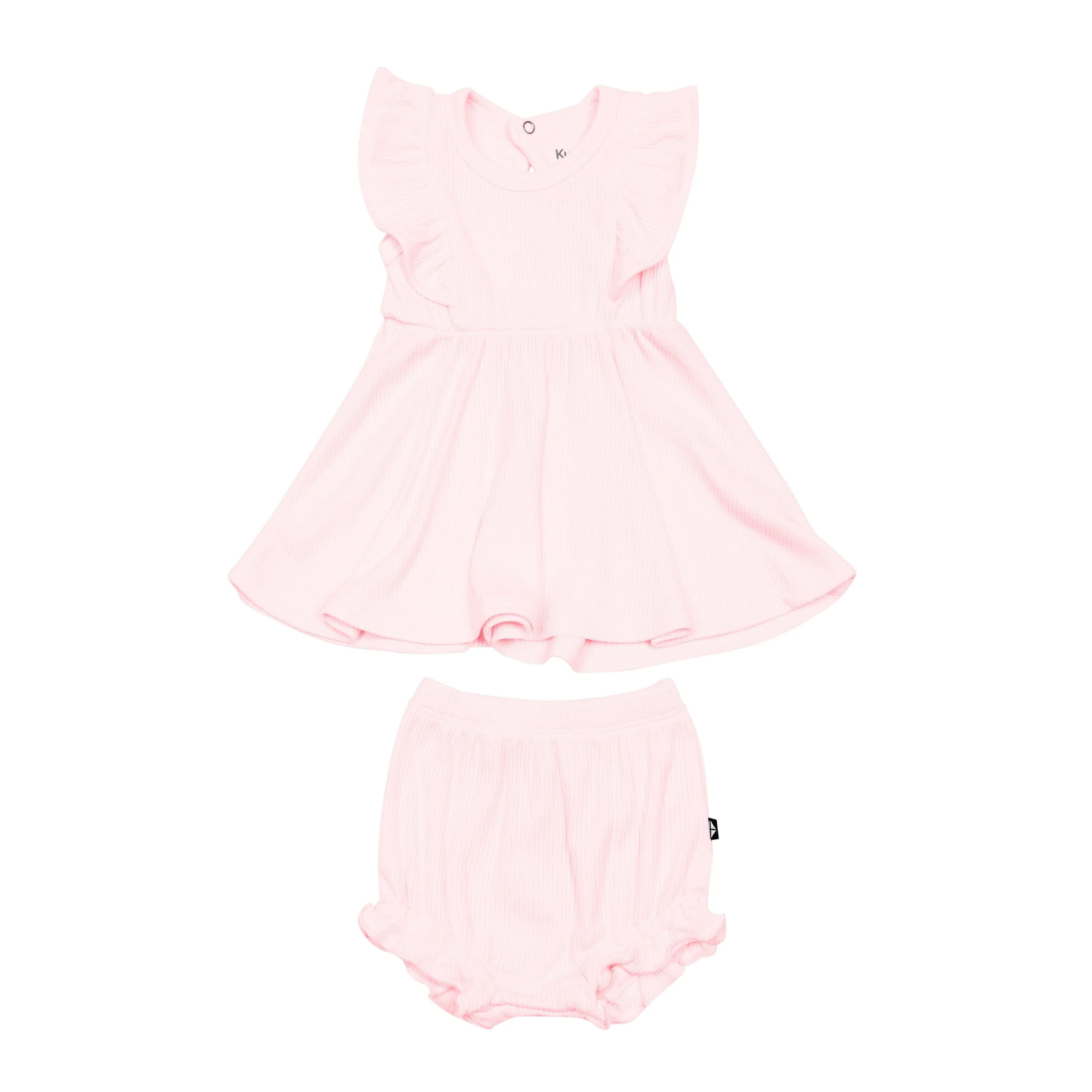 Ribbed Peplum Dress Set in Sakura