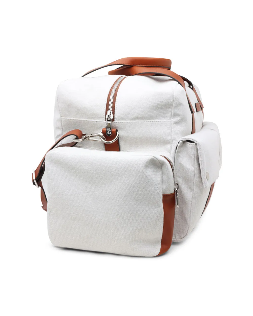 Silver Birch and Cognac Canvas Travel Bag