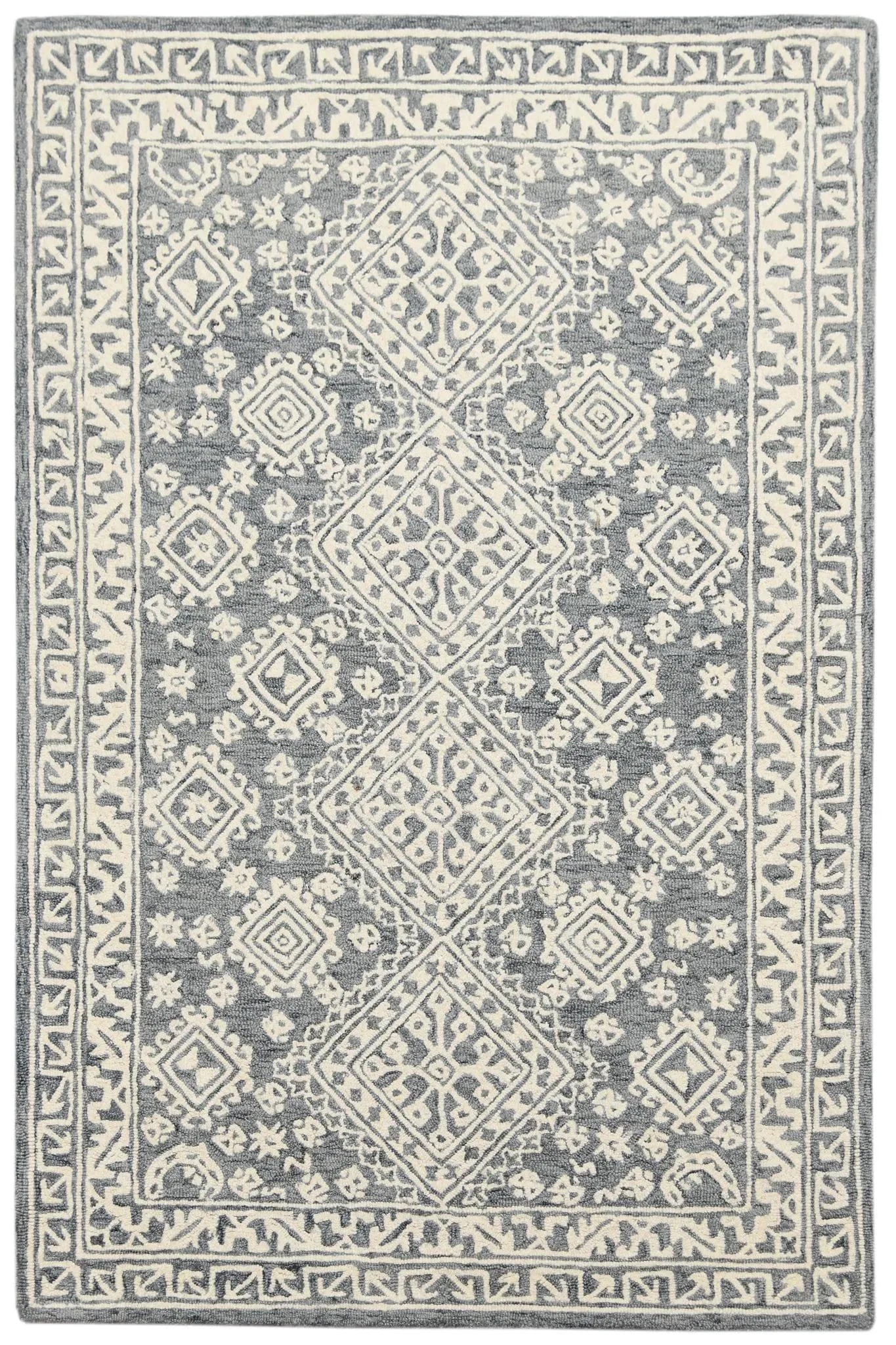 Slate Gray Wool Boston 4x6 Feet  Hand-Tufted Carpet - Rug