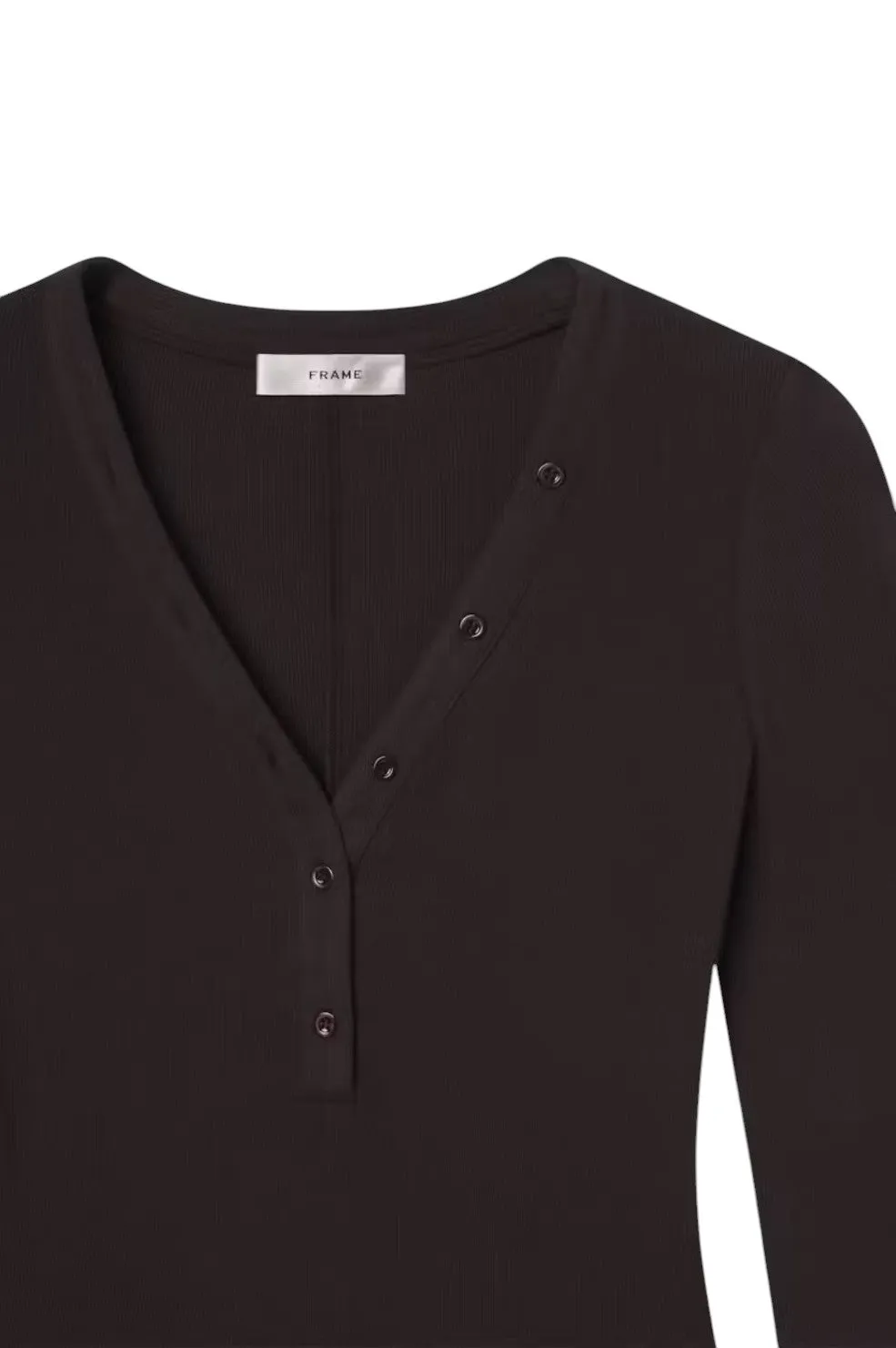 Slinky Long Sleeve Rib Henley - Chocolate Brown
