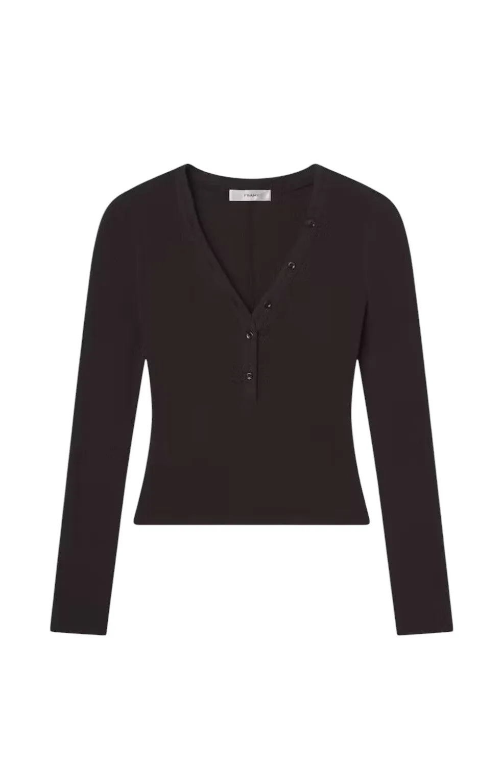 Slinky Long Sleeve Rib Henley - Chocolate Brown
