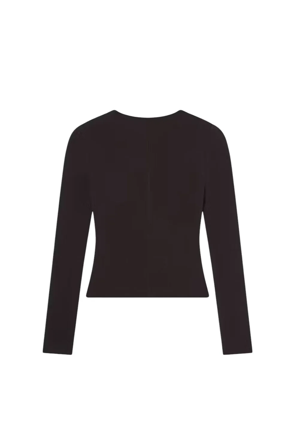 Slinky Long Sleeve Rib Henley - Chocolate Brown