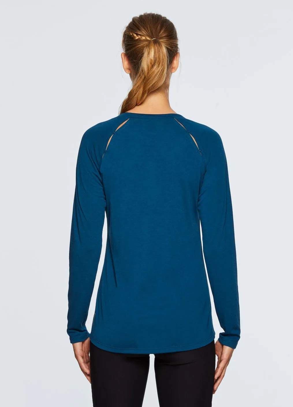 Studio Peek-A-Boo V-Neck Long Sleeve Tee