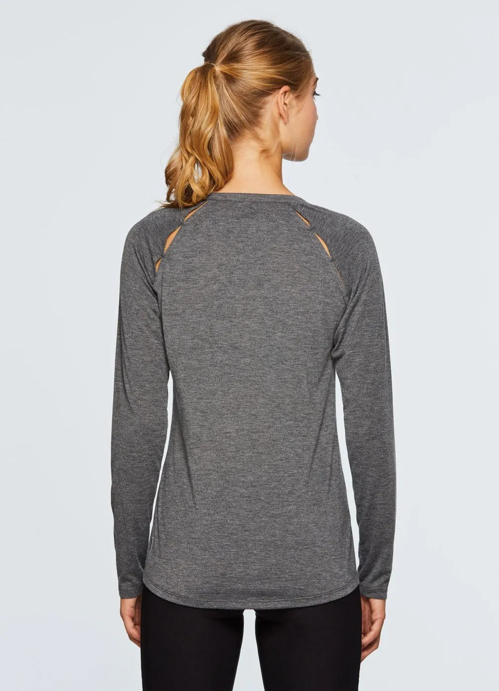 Studio Peek-A-Boo V-Neck Long Sleeve Tee