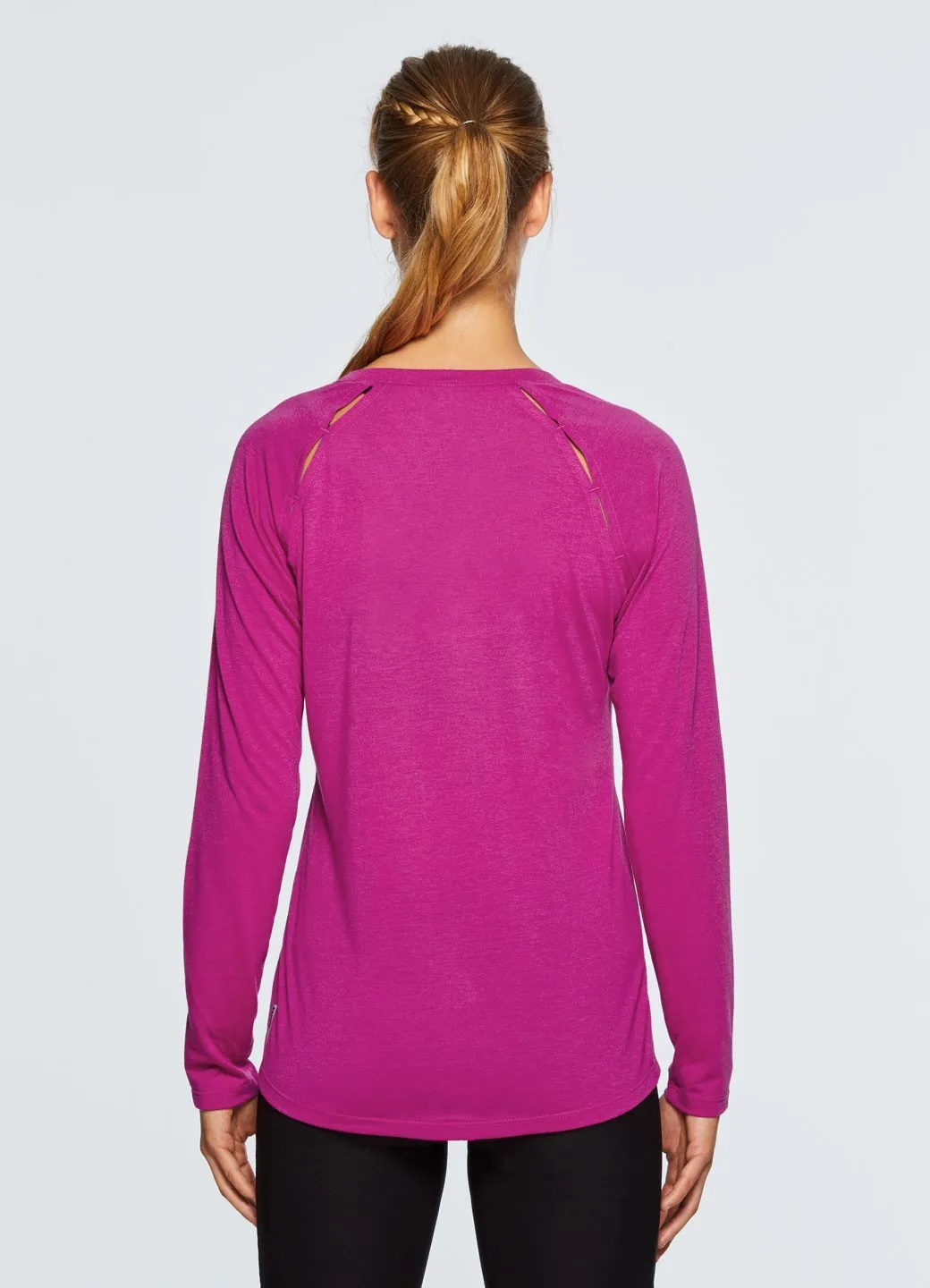 Studio Peek-A-Boo V-Neck Long Sleeve Tee