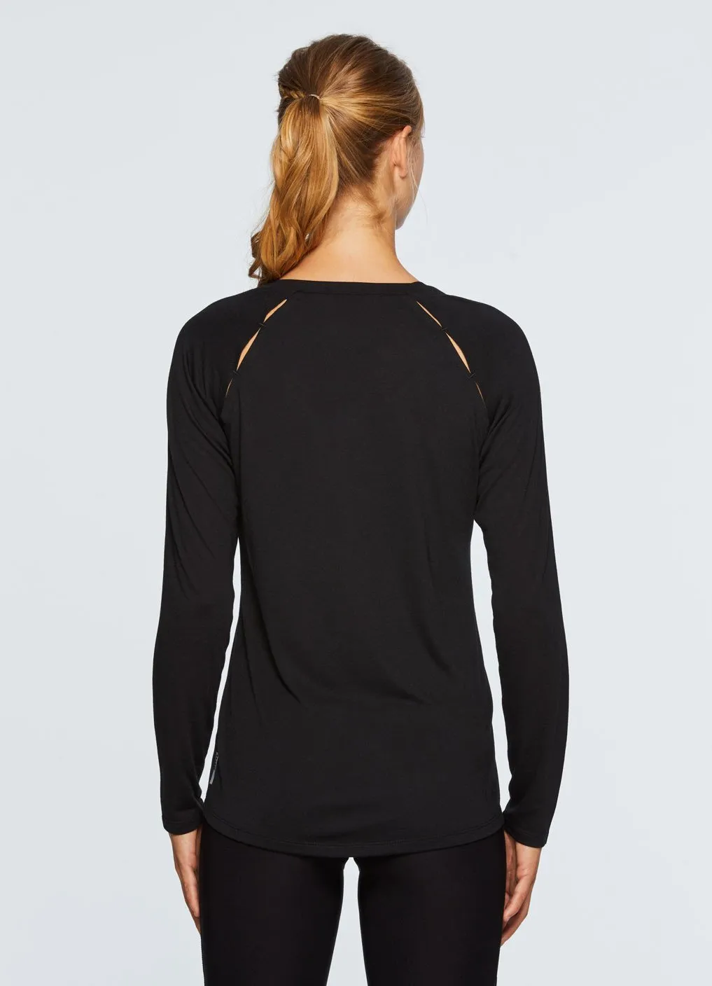Studio Peek-A-Boo V-Neck Long Sleeve Tee