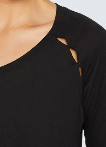 Studio Peek-A-Boo V-Neck Long Sleeve Tee