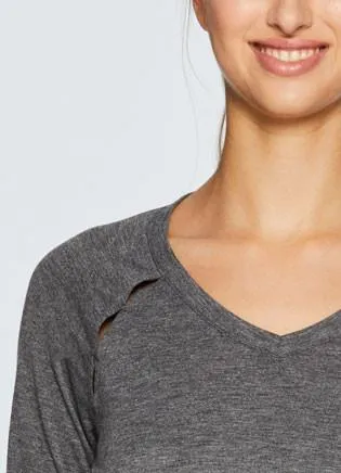 Studio Peek-A-Boo V-Neck Long Sleeve Tee