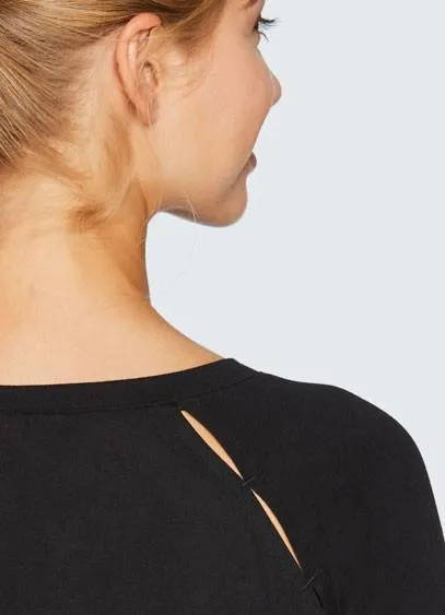 Studio Peek-A-Boo V-Neck Long Sleeve Tee
