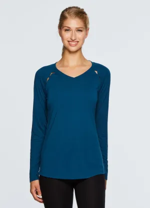 Studio Peek-A-Boo V-Neck Long Sleeve Tee