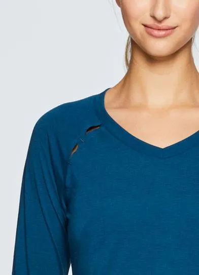 Studio Peek-A-Boo V-Neck Long Sleeve Tee