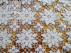 Vintage Crochet Coverlet Bedspread Cover Knit 84" WHITE CREME FULL DOUBLE