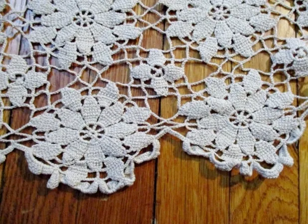 Vintage Crochet Coverlet Bedspread Cover Knit 84" WHITE CREME FULL DOUBLE