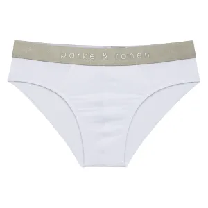 White Solid Low Rise Brief
