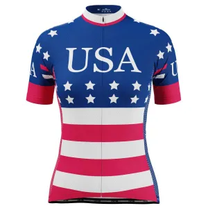 Women's American Stars and Stripes USA Icon Short Sleeve Cycling Jersey