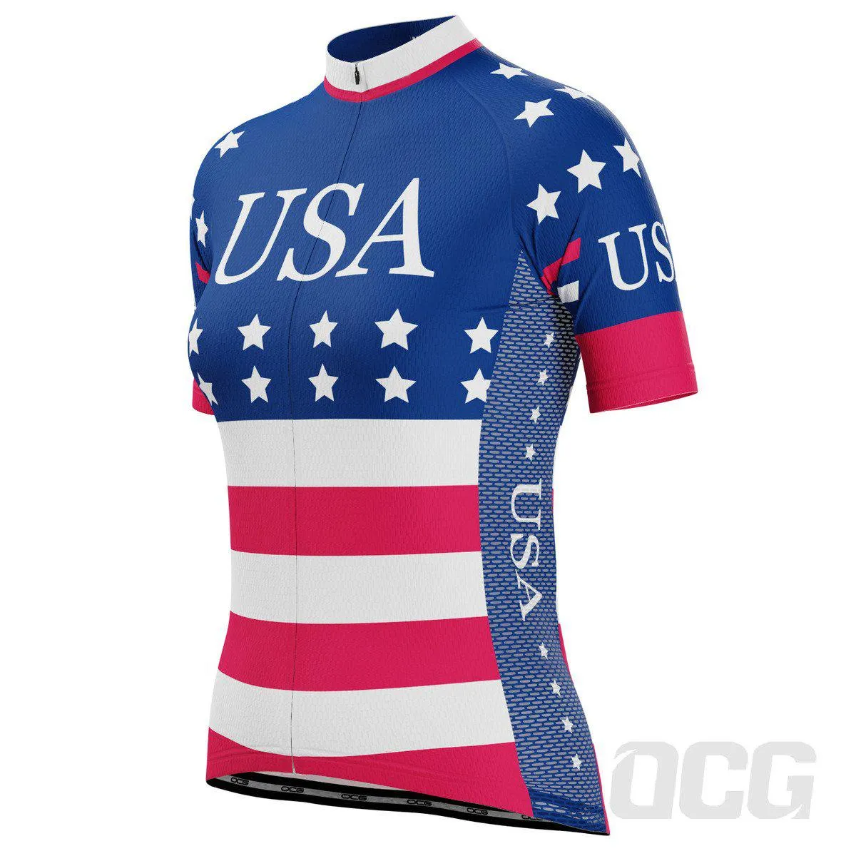 Women's American Stars and Stripes USA Icon Short Sleeve Cycling Jersey